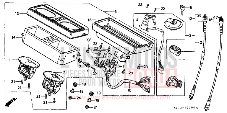 MESSGERAET/SCHLOSS SATZ von CB1300 Super Bold'or ABS LUMINOUS RED (R123) von 1982